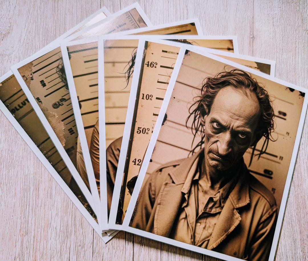 Mugshot Card Example Set of 6 Handmade Vintage Look Mugshot Cards With Matte Card Photo Fun ...