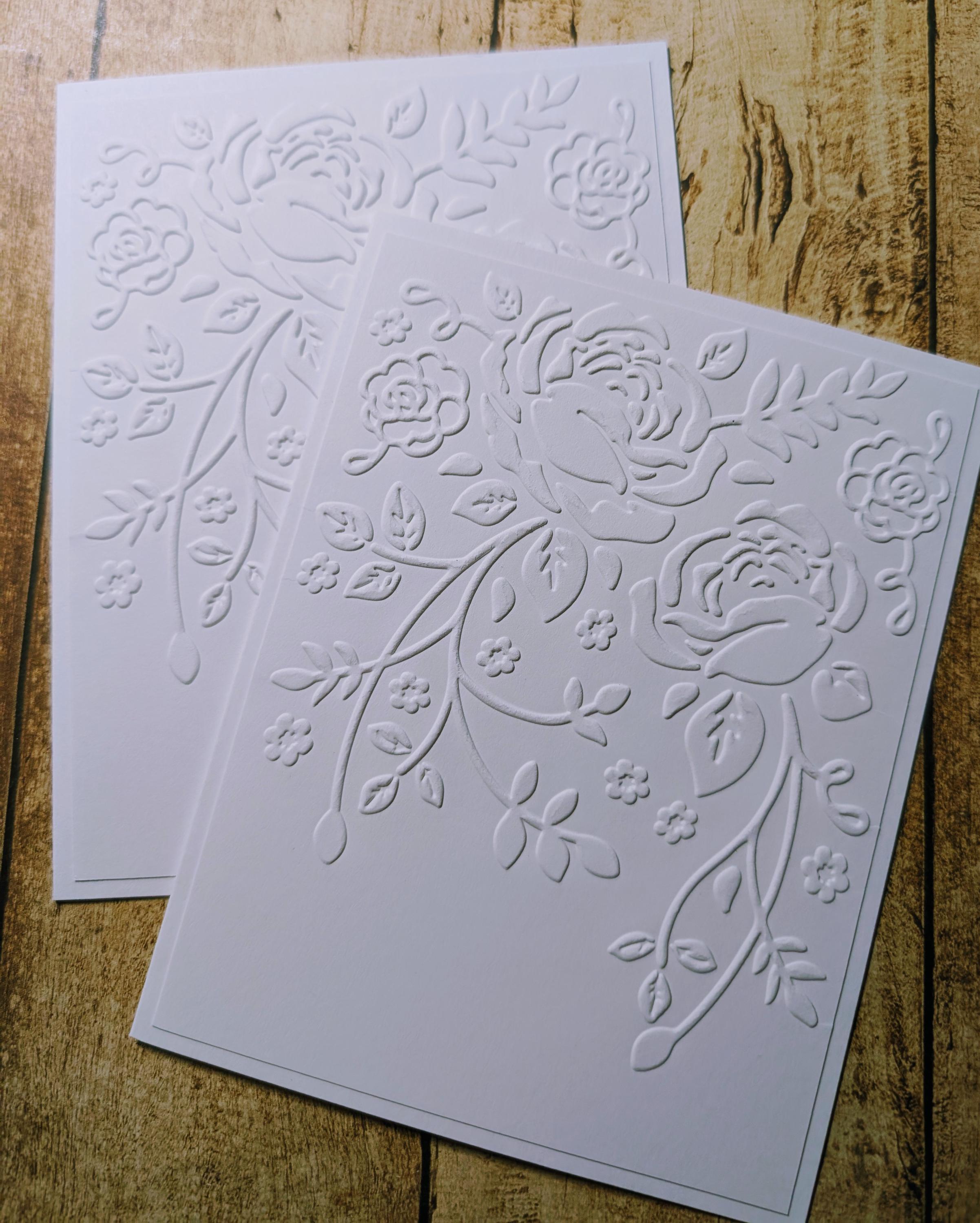 Handmade Set of 6 Embossed Rose Note Cards With Envelopes Flowers ...