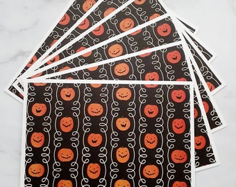 Set of 6 Blank Pumpkin Jack O Lantern Halloween Notecards with envelopes Trick or Treat Horizontal