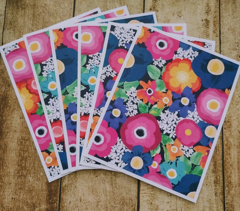 Set of 6 Bright and Cheery Floral Note Cards With Envelopes, Love Notes ...