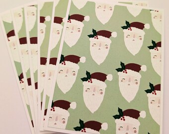 Handmade Set of 6 Santa St. Nicholas Merry Christmas Cards Blank Notecards with Envelopes Holiday Cards Correspondence