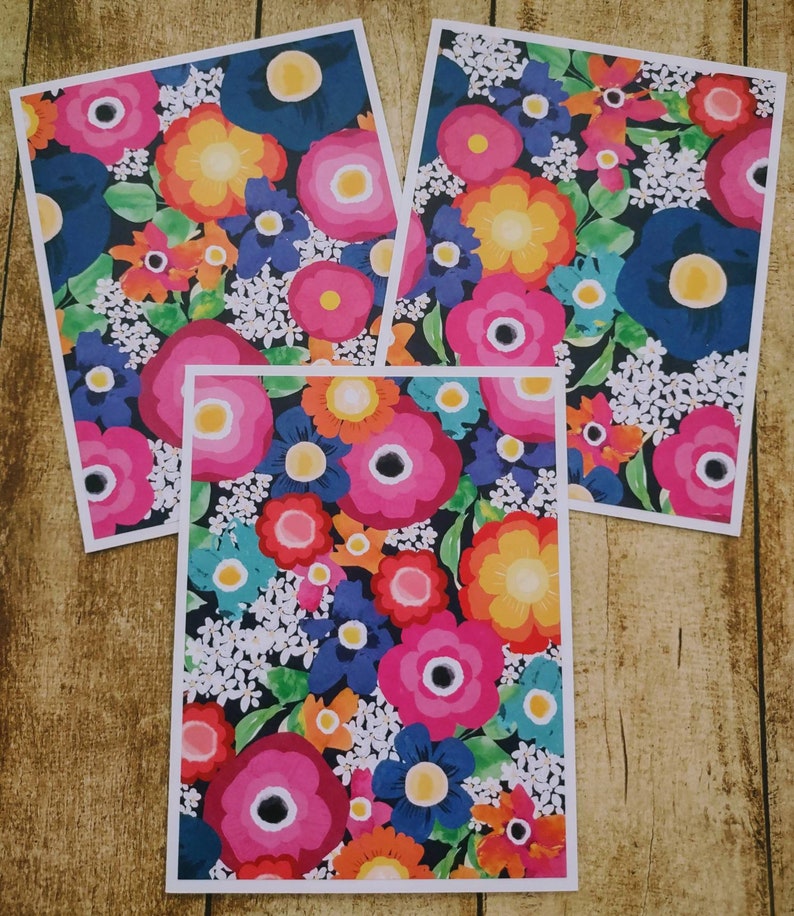 Set of 6 Bright and Cheery Floral Note Cards With Envelopes, Love Notes ...