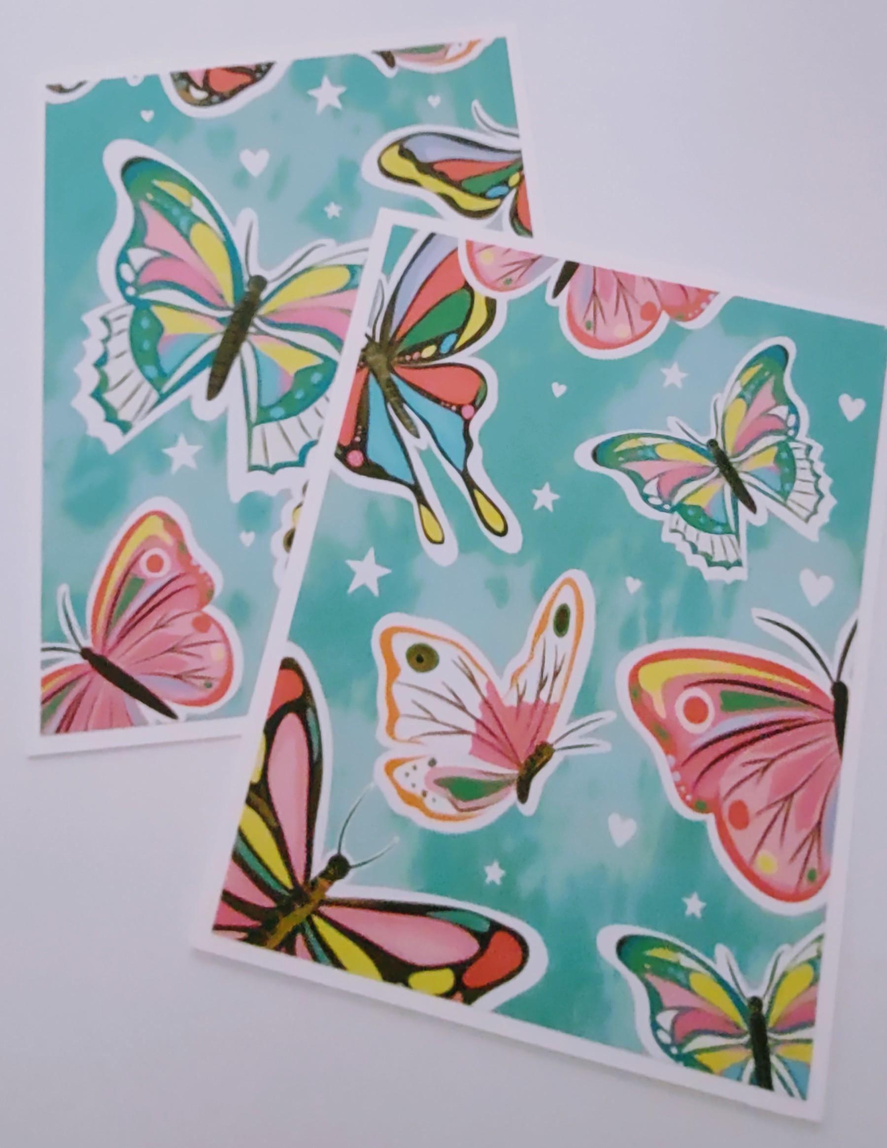 Set of 6 Colorful Butterfly Notecards With Envelopes, Love Notes - Etsy