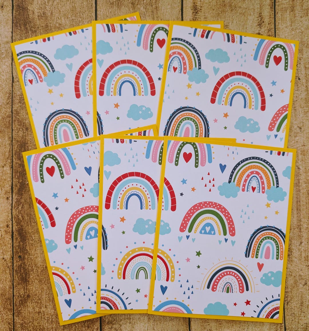 Handmade Set of 6 Blank Rainbow Notecards With Envelopes, Love Notes ...