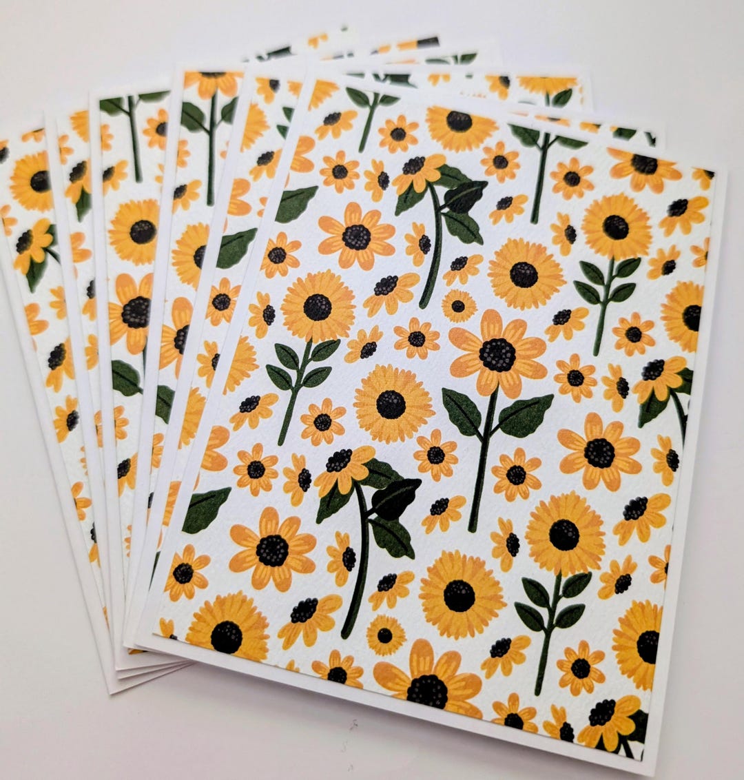 Handmade Set of 6 Sunflowers Note Cards With Envelopes, Love Notes ...