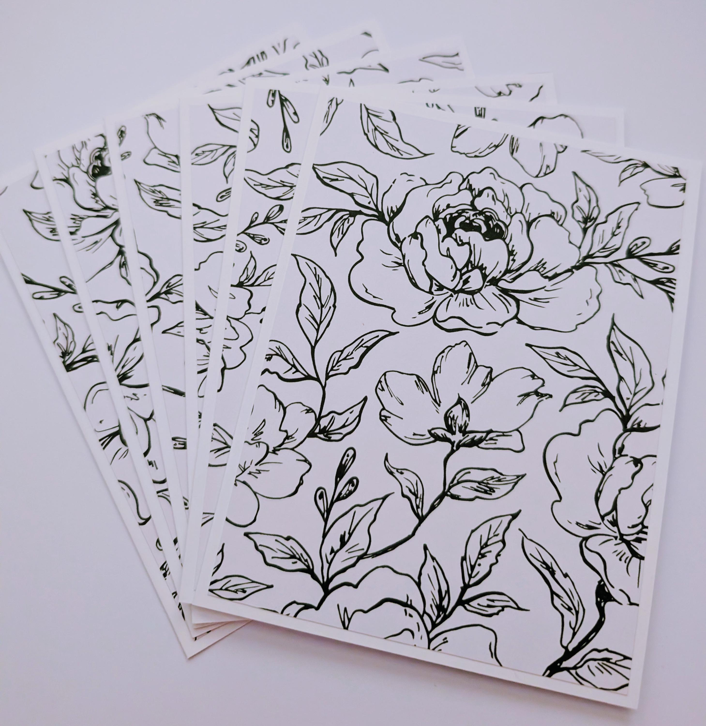 Handmade Assortment Set of 6 Floral Note Cards With Envelopes, Love ...
