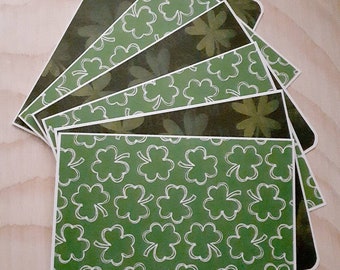 Set of 6 Shamrock St Patrick's Day Notecards with Envelopes, Lucky cards