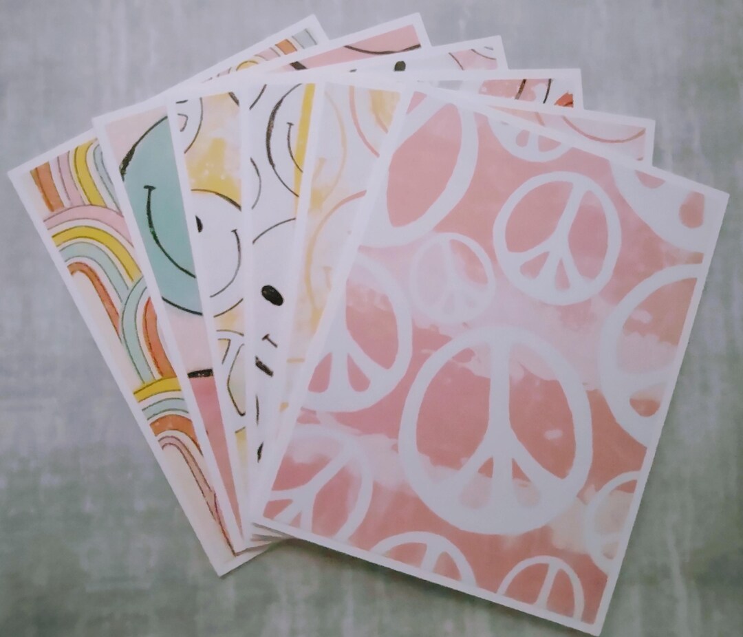 Handmade Smiley Face and Peace Sign Note Cards With Envelopes ...