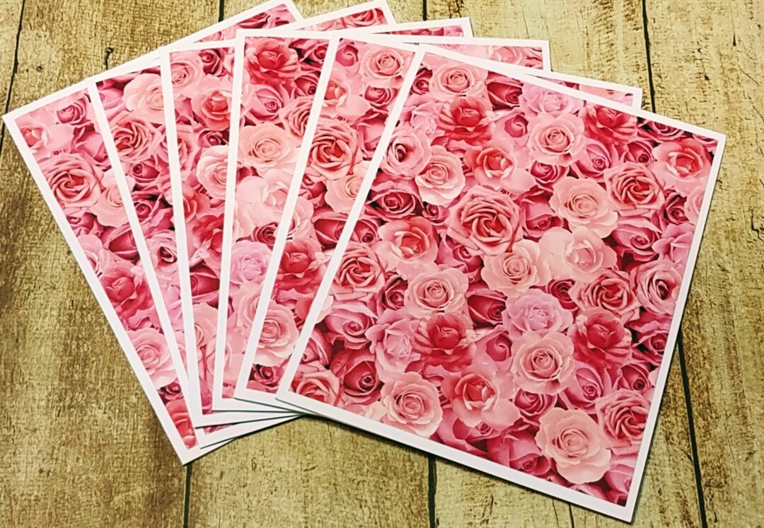 Set of 6 Pink Roses Love Floral Notecards With Envelopes, Love Notes ...