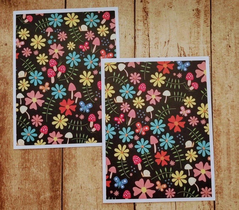 Set of 6 Floral and Mushroom Notecards With Envelopes, Love Notes ...