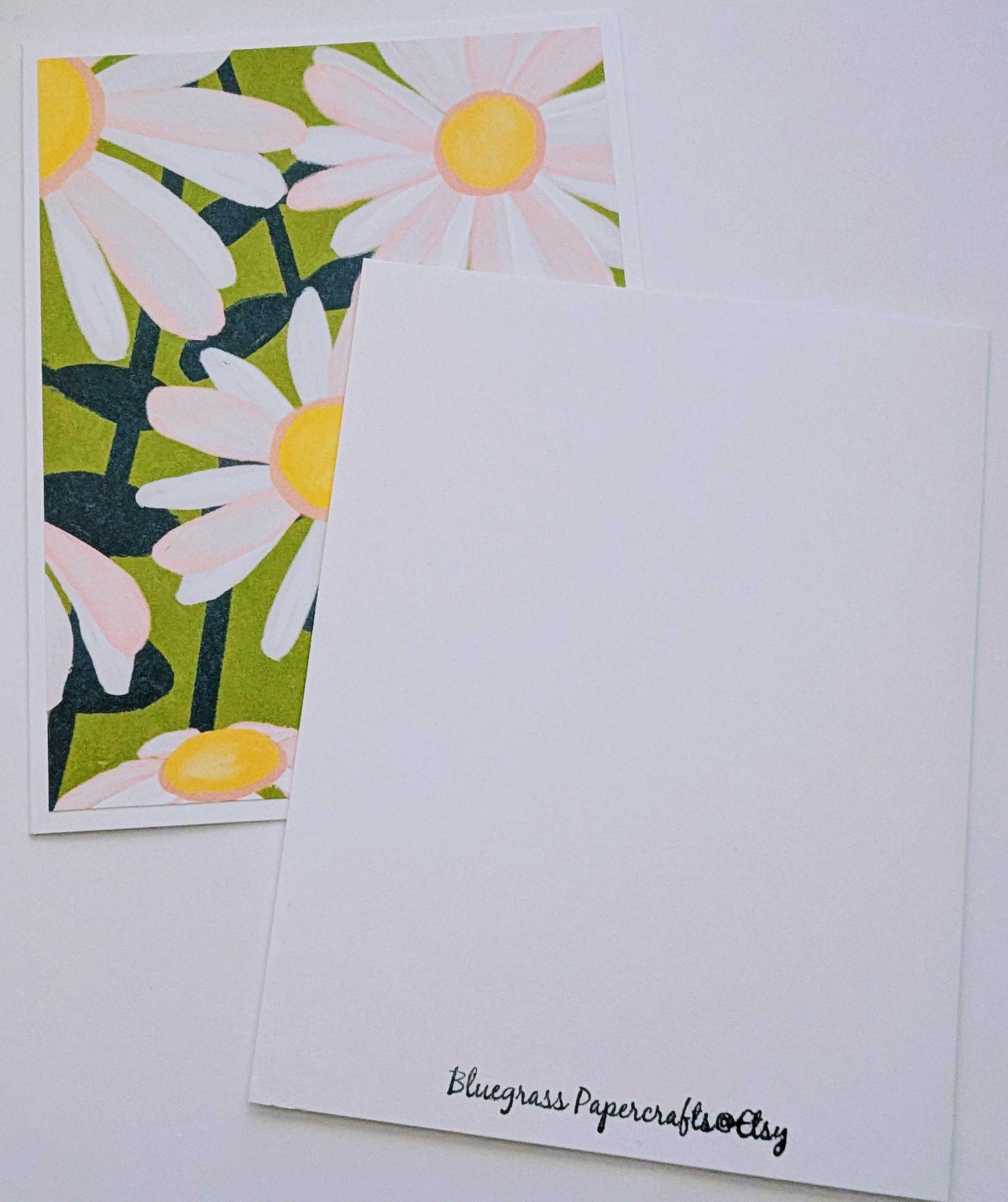 Handmade Set of 6 Simple Light Pink Daisy Note Cards With Envelopes ...