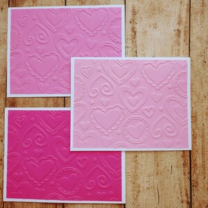 Set of 6 Embossed Heart Love Note Cards With Envelopes Hearts Valentine ...