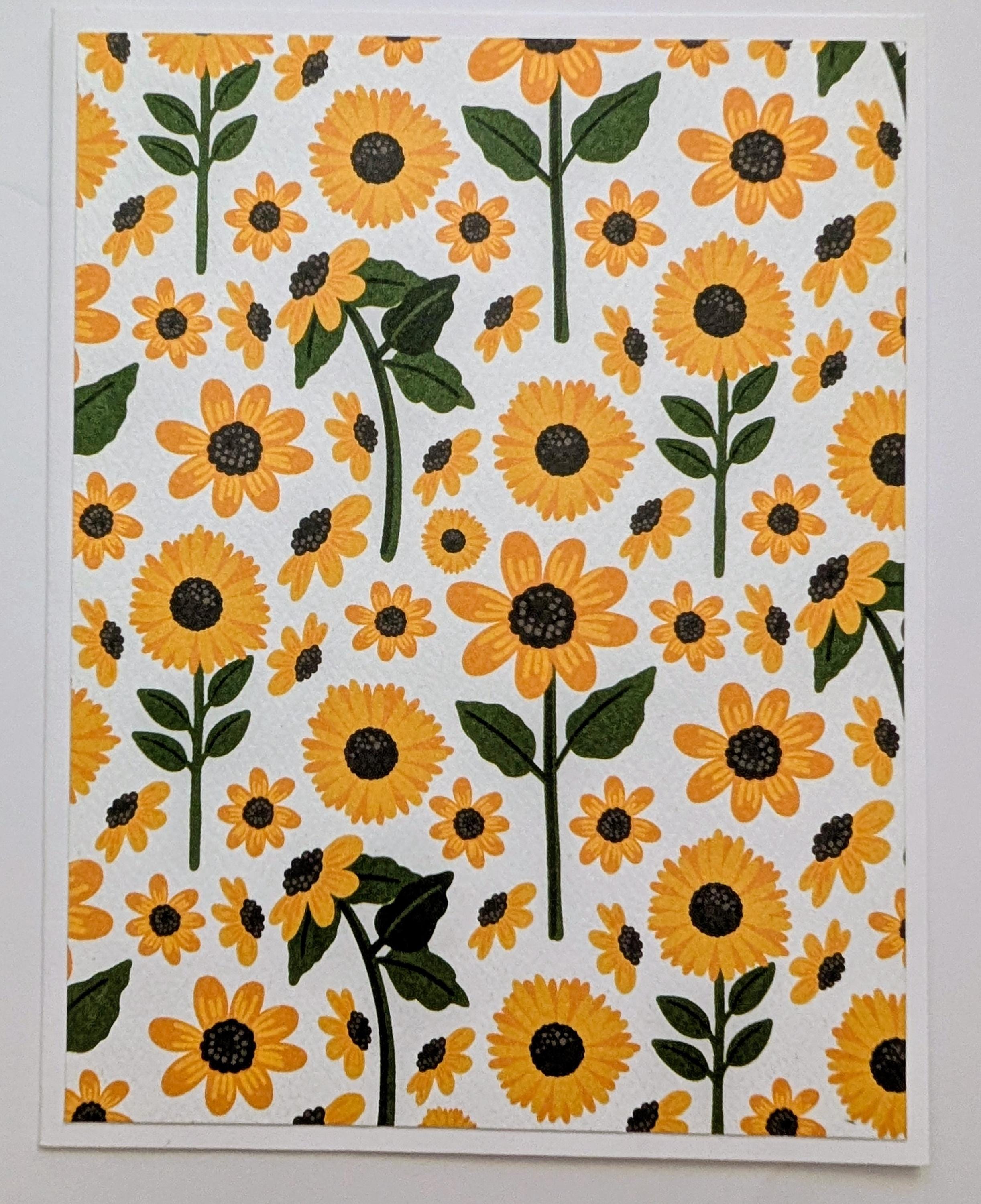 Handmade Set of 6 Sunflowers Note Cards With Envelopes, Love Notes ...
