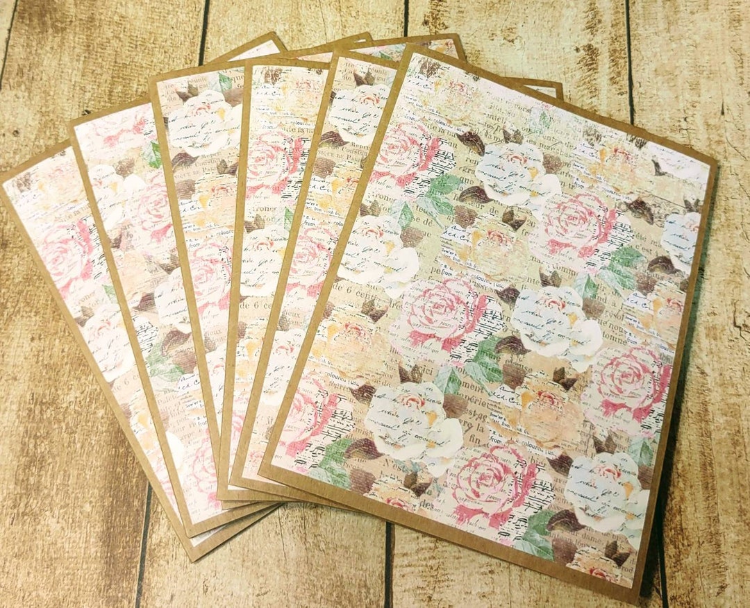 Set of 6 Romantic Roses Love Note Cards With Envelopes Hearts Valentine ...