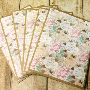 Juego de 6 tarjetas románticas con notas de amor, rosas y corazones, para el día de San Valentín, en cartulina Kraft