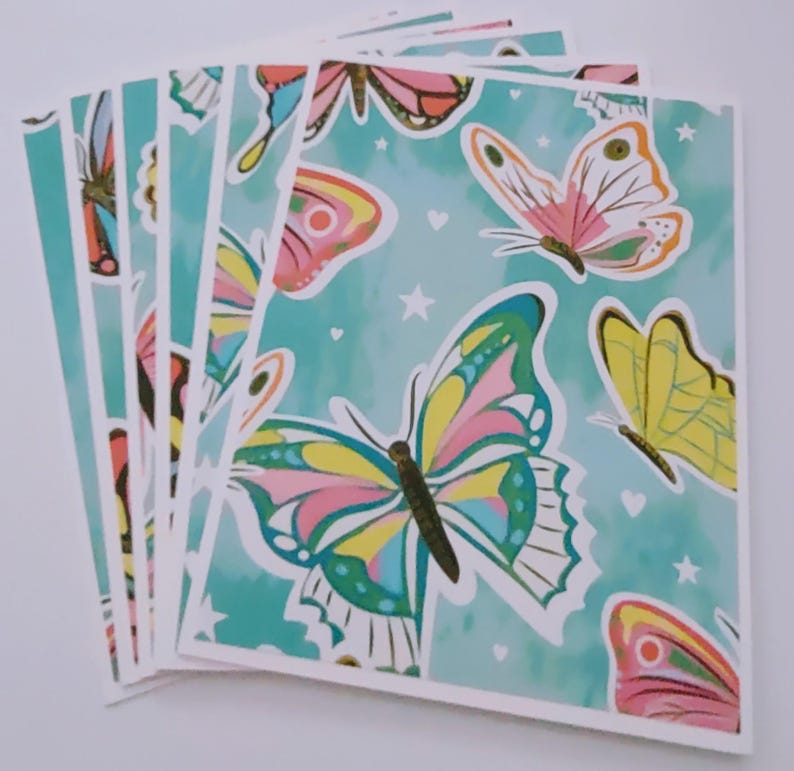 Set of 6 Colorful Butterfly Notecards With Envelopes, Love Notes - Etsy