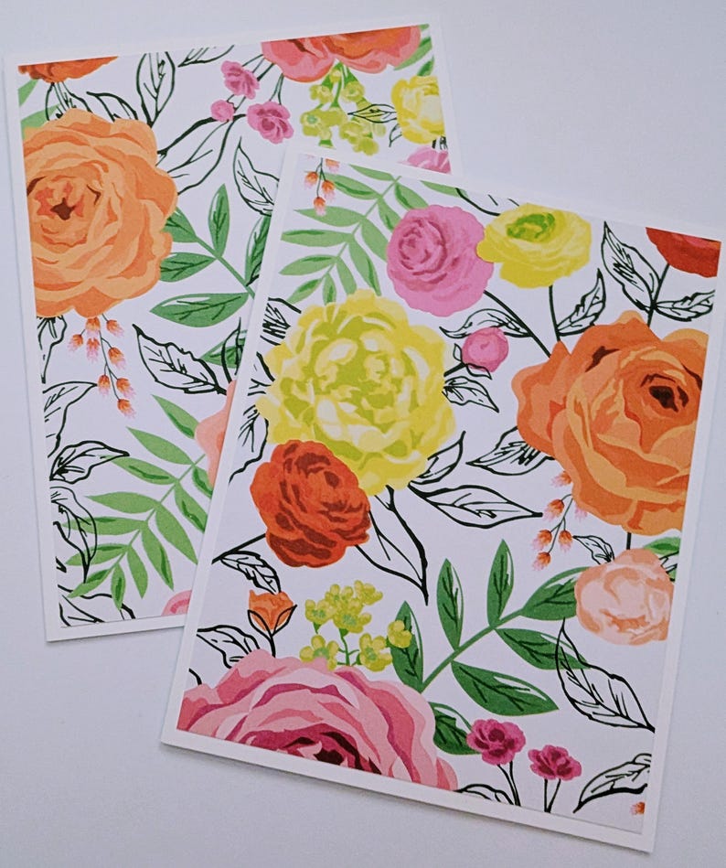 Handmade Assortment Set of 6 Floral Note Cards With Envelopes, Love ...