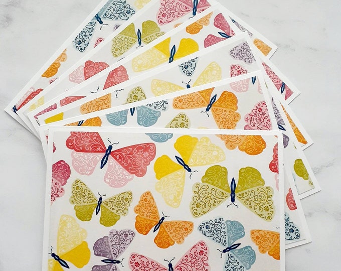 Set of 6 Colorful Butterfly Notecards With Envelopes, Love Notes - Etsy