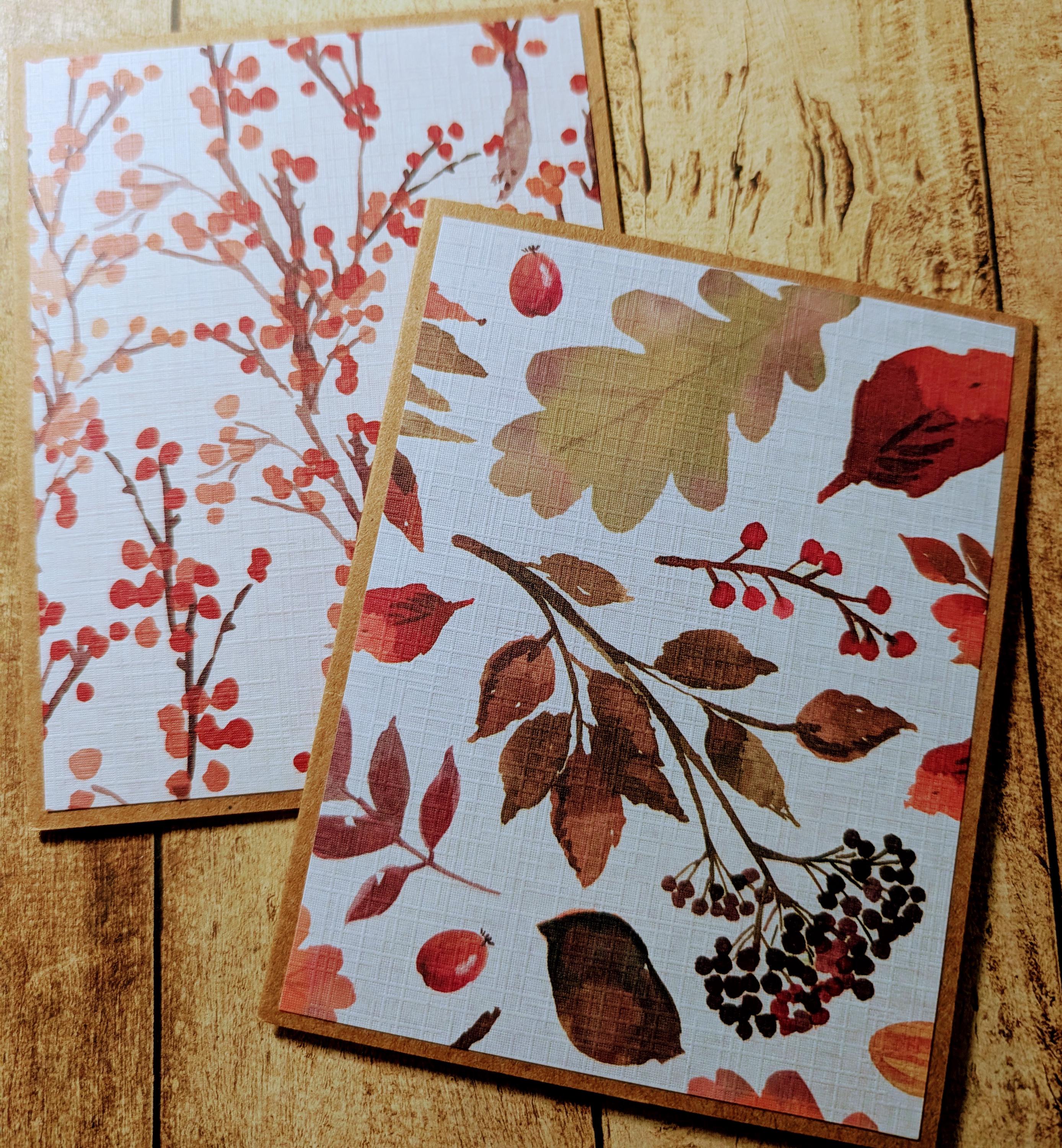 Set of 6 Fall Autumn Thanksgiving Rustic Kraft Note Cards With ...