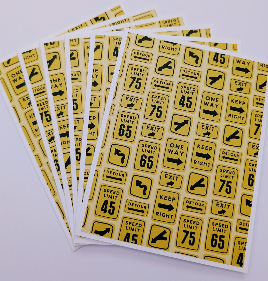 Note Card Signage Set of 6 Travel Road Signs Fun Notecards With Envelopes Day Trip ...