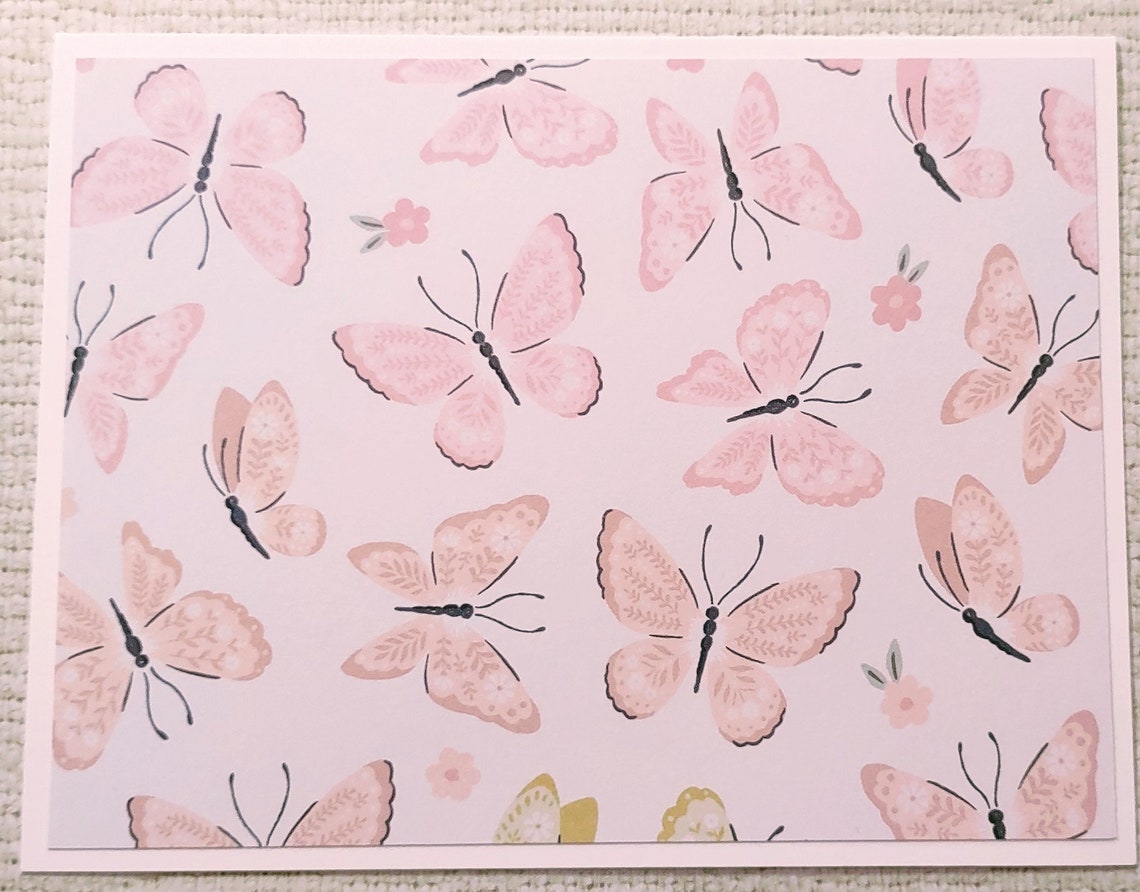 Colorful Pastel Butterfly Notecards With Envelopes, Set of 6 Assortment ...