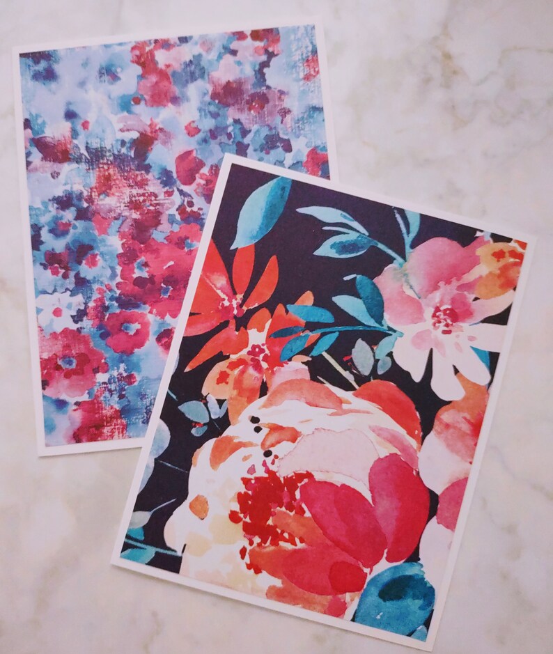 Set of 8 Watercolor Flower Notecards With Envelopes Bright Colors - Etsy