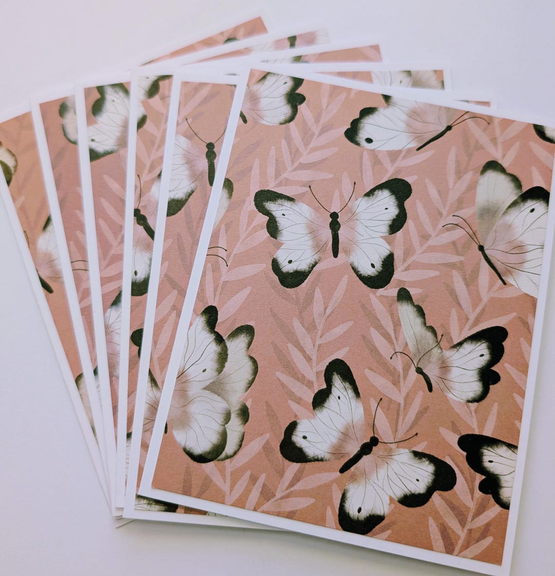 Handmade Set of 6 Colorful Butterfly Notecards With Envelopes, Love ...