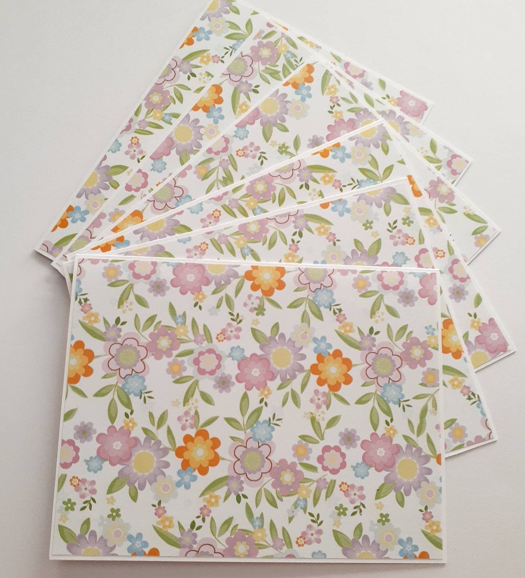 Set of 6 Spring Flower Blank Easter Notecards With Envelopes, Pastel ...