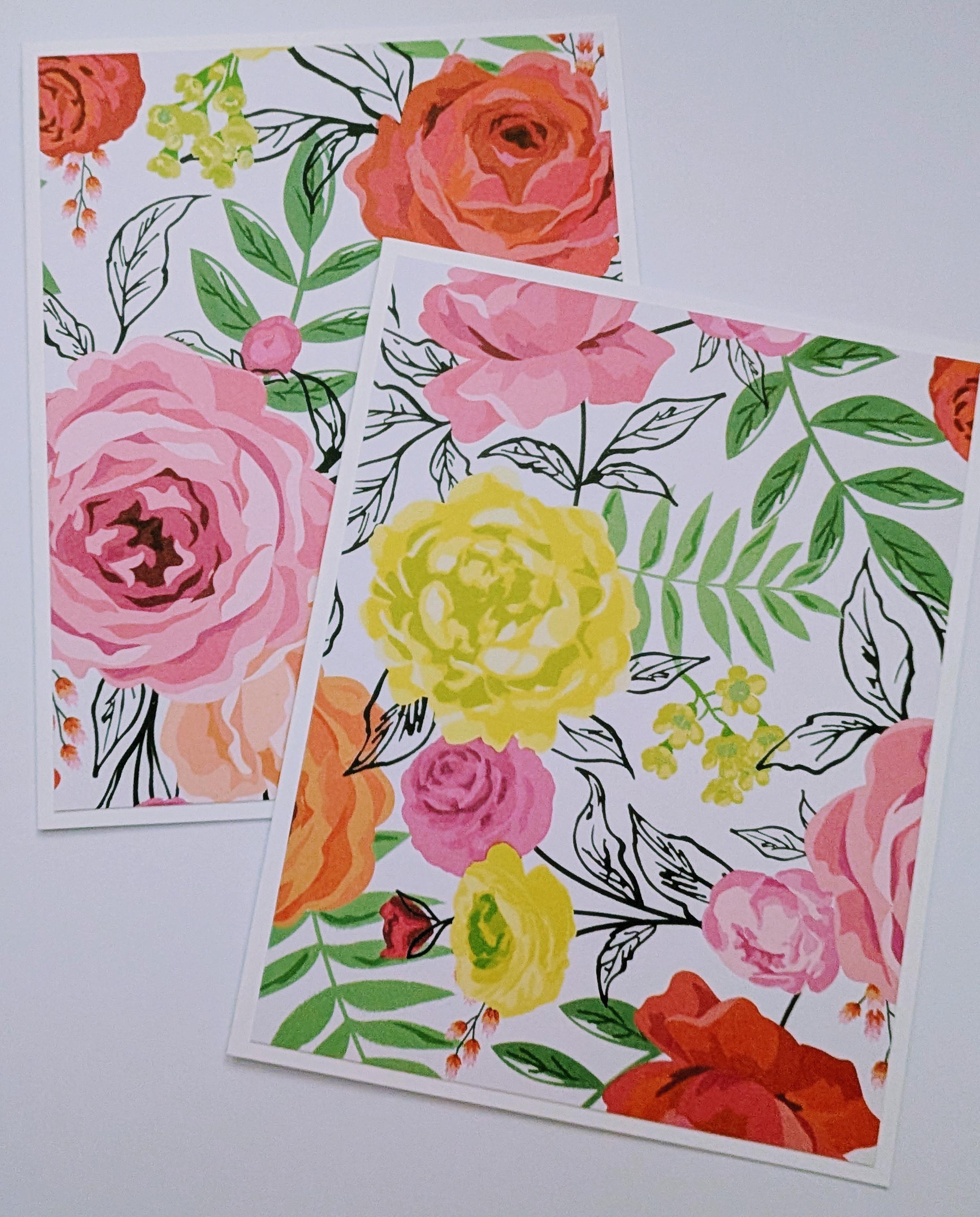 Handmade Assortment Set of 6 Floral Note Cards With Envelopes, Love ...