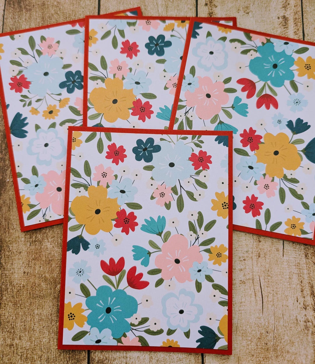 Handmade Set of 4 Blank Floral Notecards With Envelopes, Love Notes ...