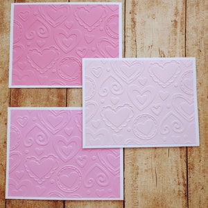 Set of 6 Embossed Heart Love Note Cards With Envelopes Hearts Valentine ...