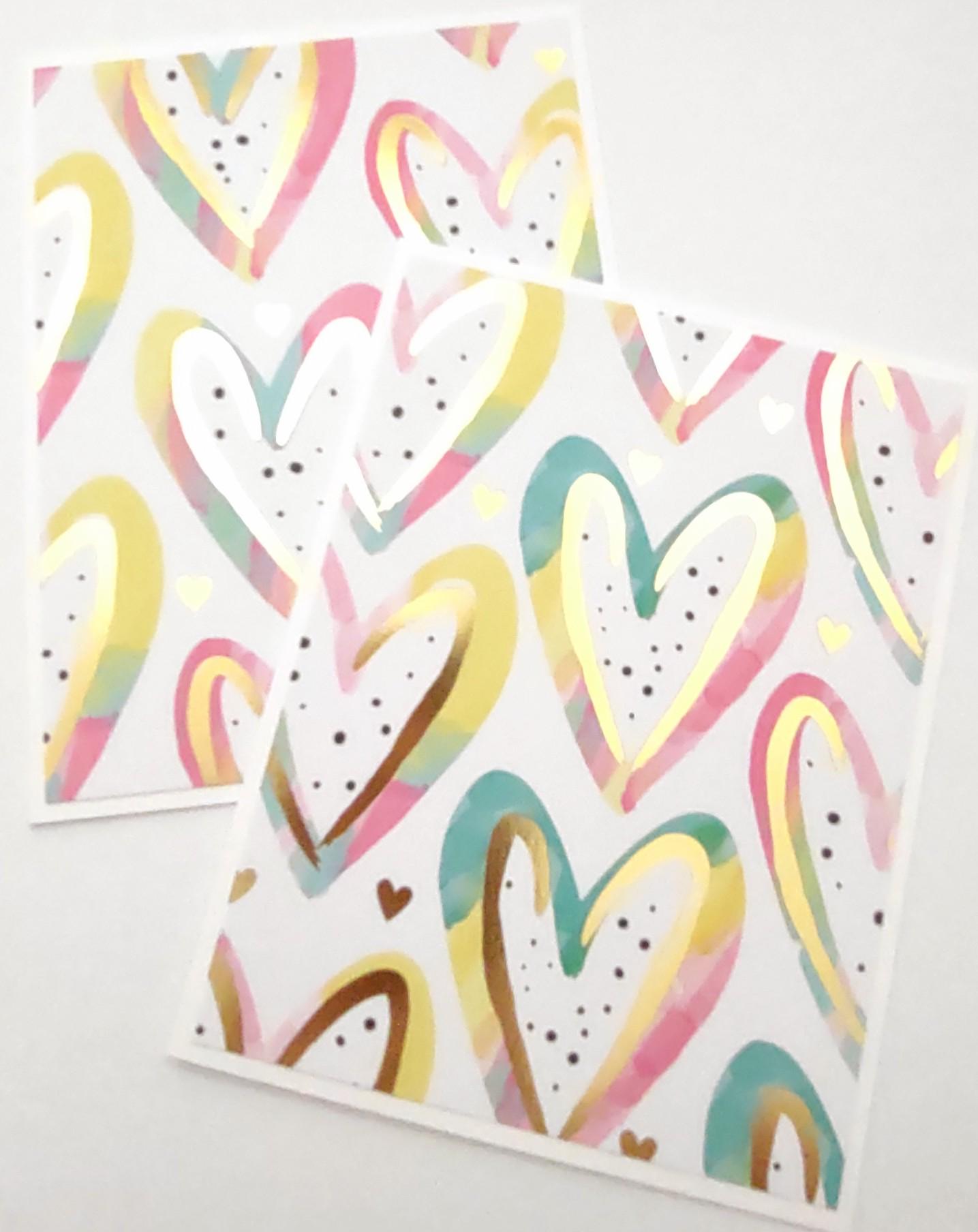 Set of 6 Heart With Gold Foil Love Note Cards With Envelopes Hearts ...
