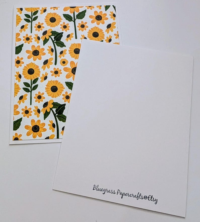 Handmade Set of 6 Sunflowers Note Cards With Envelopes, Love Notes ...