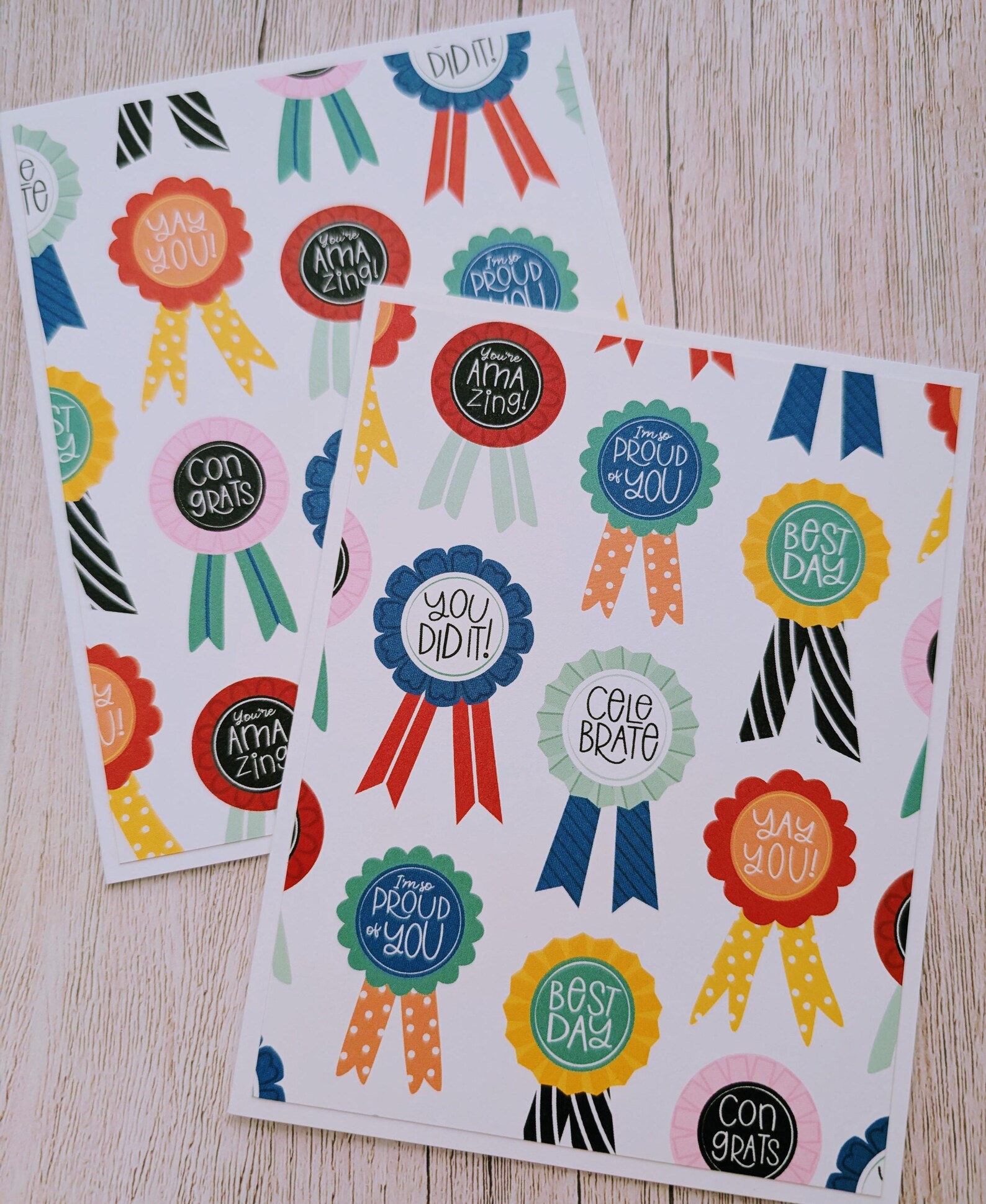 Handmade Set of 6 Blank Award Ribbon Note Cards With Envelopes ...