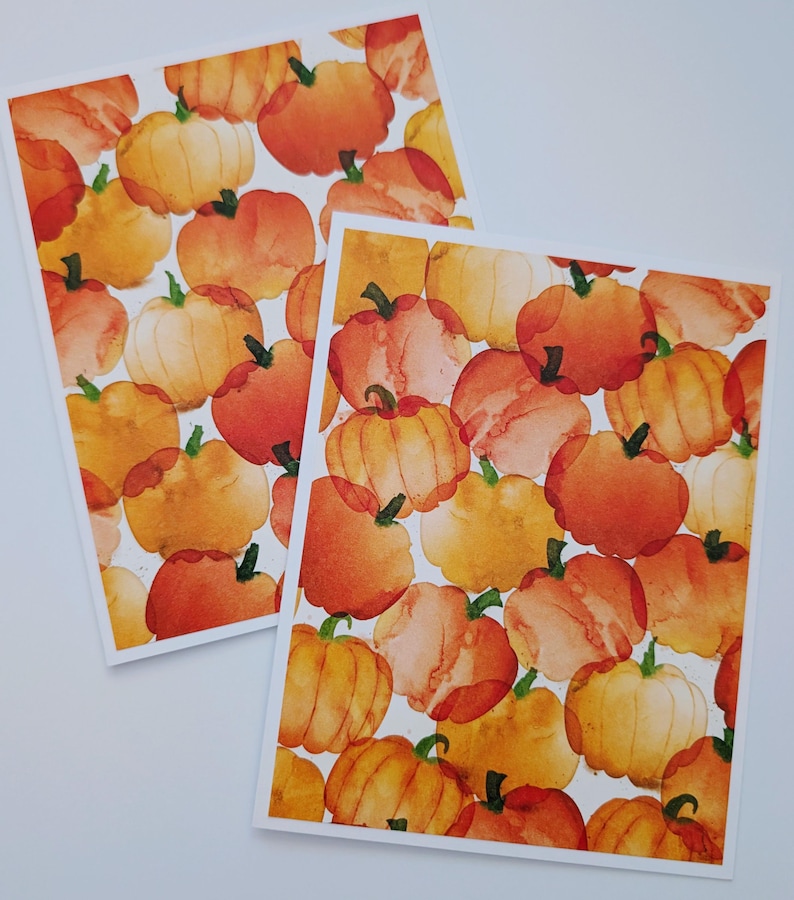 Handmade Set of 6 Watercolor Harvest Pumpkin Fall Halloween Notecards ...