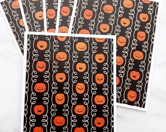 Set of 6 Blank Pumpkin Jack O Lantern Halloween Notecards with envelopes Trick or Treat Vertical