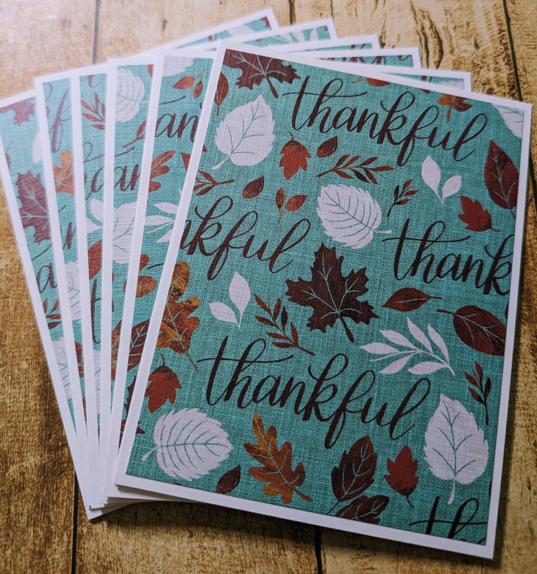 Set of 6 Thankful Fall Autumn Rustic Holiday Notecards With Envelopes ...