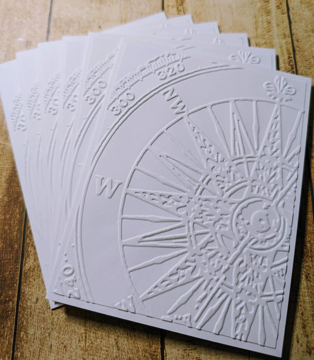 Set of 6 Embossed Compass Travel Road Trip Note Cards With Envelopes ...