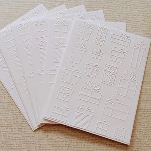 Set of 6 Embossed Presents Note Cards with Envelopes Cards Birthday Christmas Gifts Celebrate
