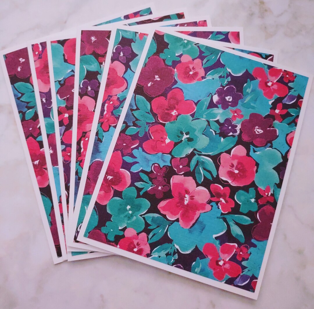 Set of 6 Bright Pansy Love Floral Notecards With Envelopes, Love Notes ...