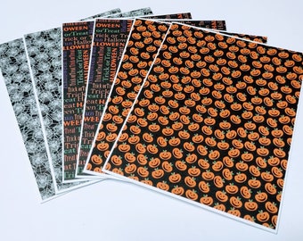 Set of 6 Halloween Correspondence Cards with envelopes. Trick or Treat Neighborhood Boo Cards Pumpkin Spider Webs