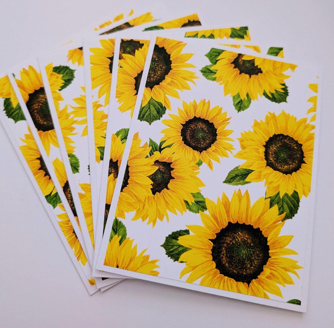 Set of 6 Sunflower Note Cards With Envelopes, Love Notes ...