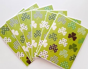 Set of 6 Shamrock St Patrick's Day Notecards with Envelopes, Lucky cards