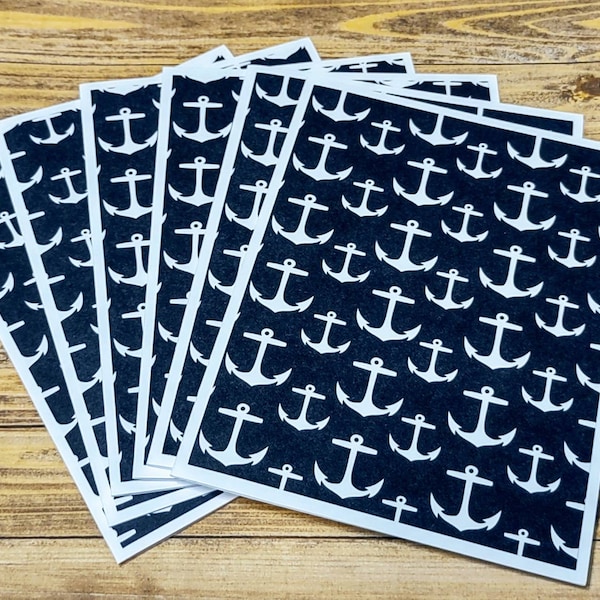 Set of 6 Blank Anchor Note cards with Envelopes, Boating Navy Anchors Aweigh Correspondence Cards