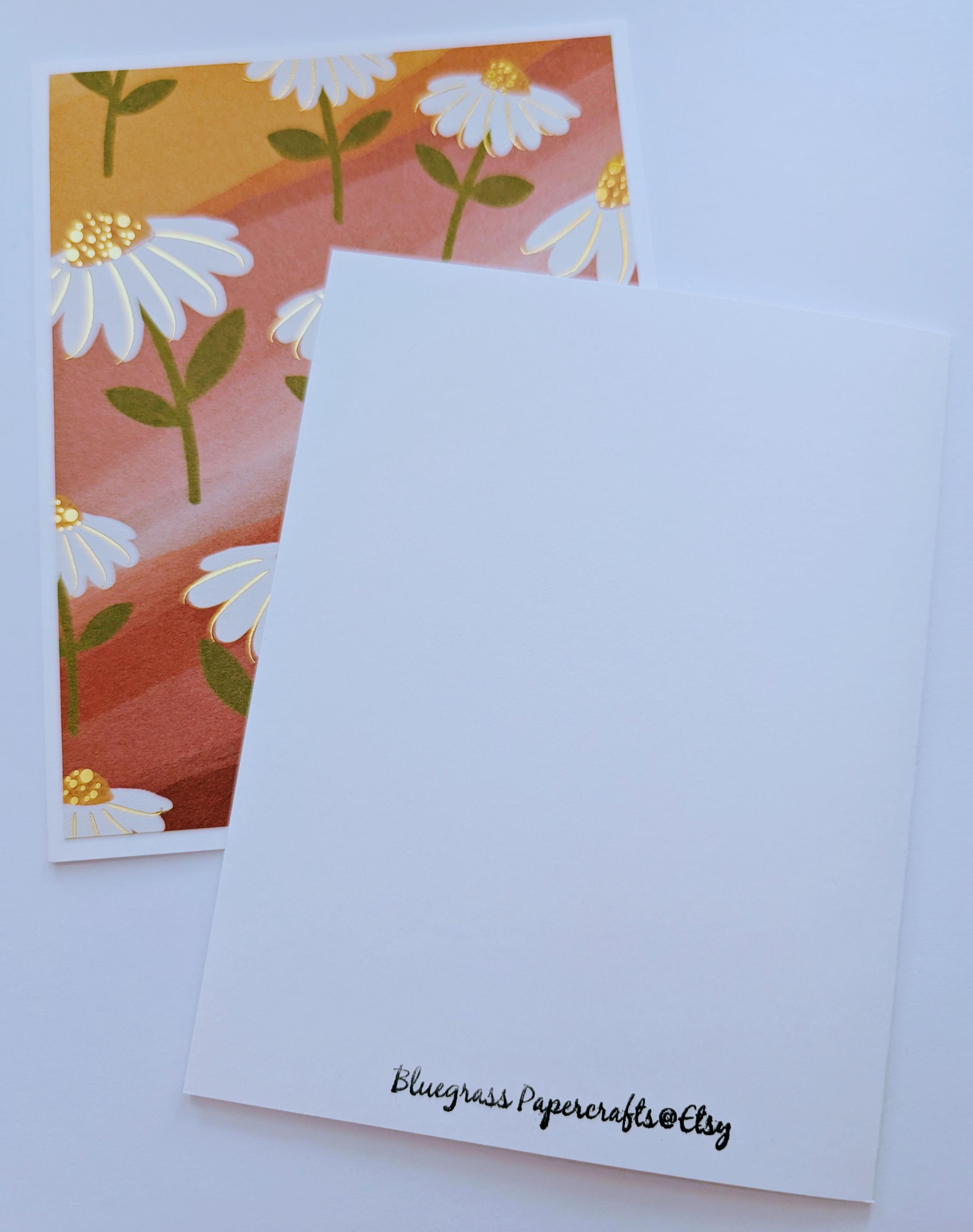 Set of 6 Simple Daisy Note Cards With Gold Foil Accents and Envelopes ...