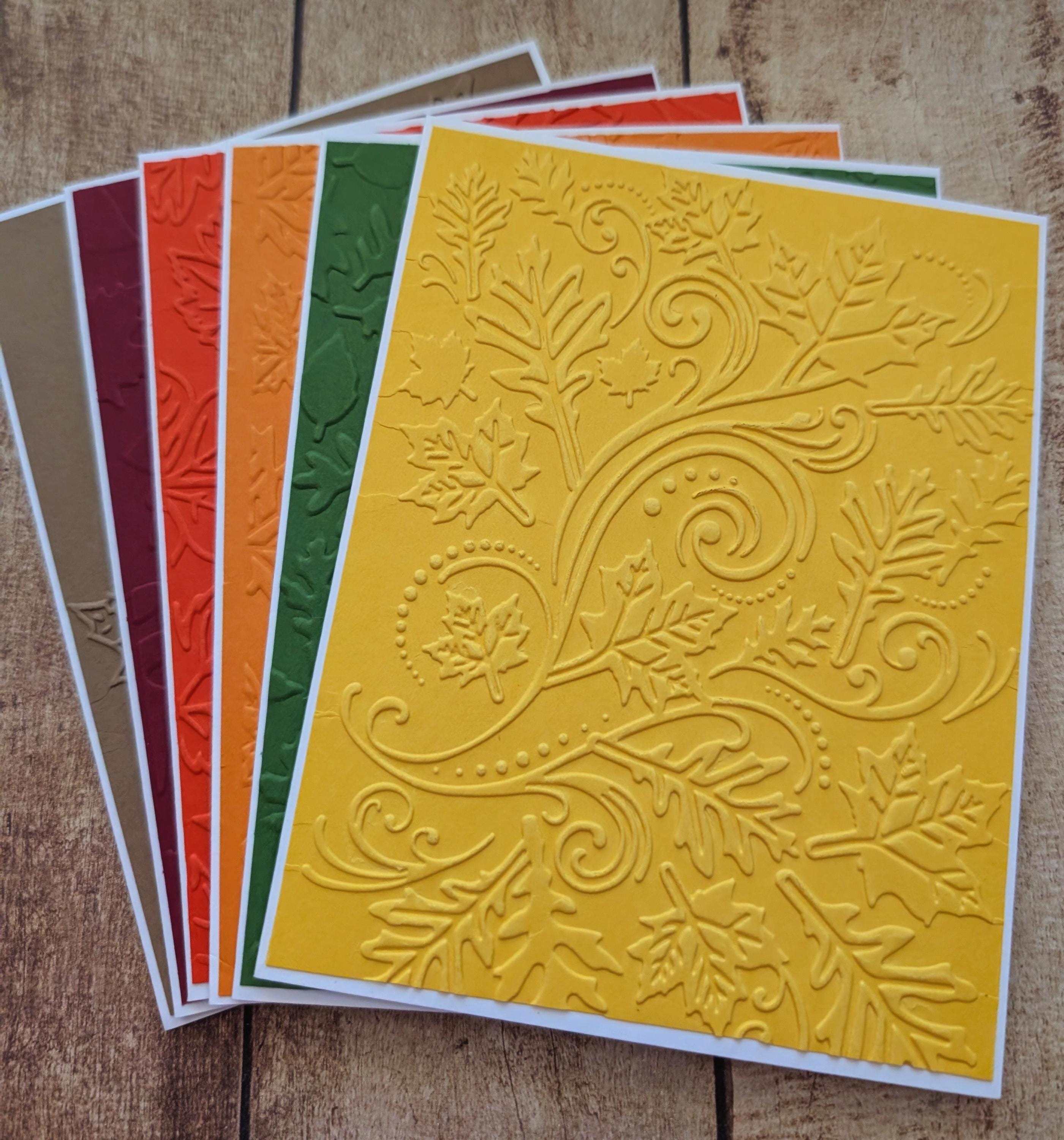 Set of 6 Different Designs of Hand Embossed Fall Blank Note Cards With ...