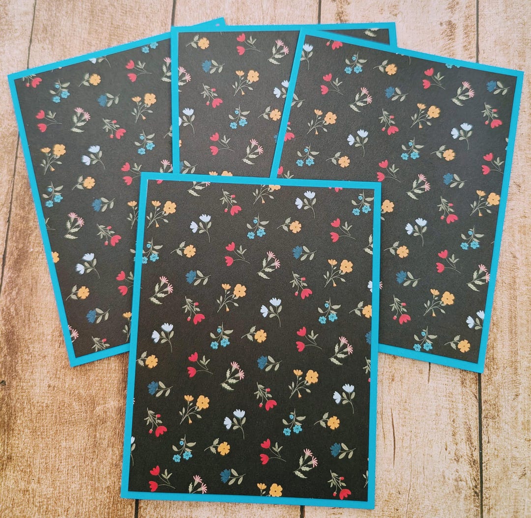 Handmade Set of 4 Blank Floral Notecards With Envelopes, Love Notes ...