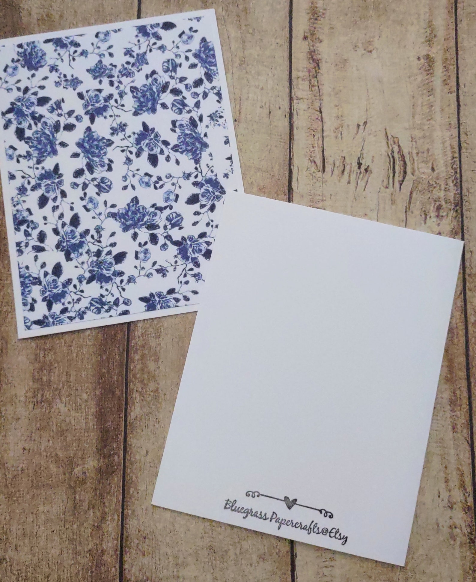 Set of 6 Blue Roses Love Floral Notecards With Envelopes, Love Notes ...