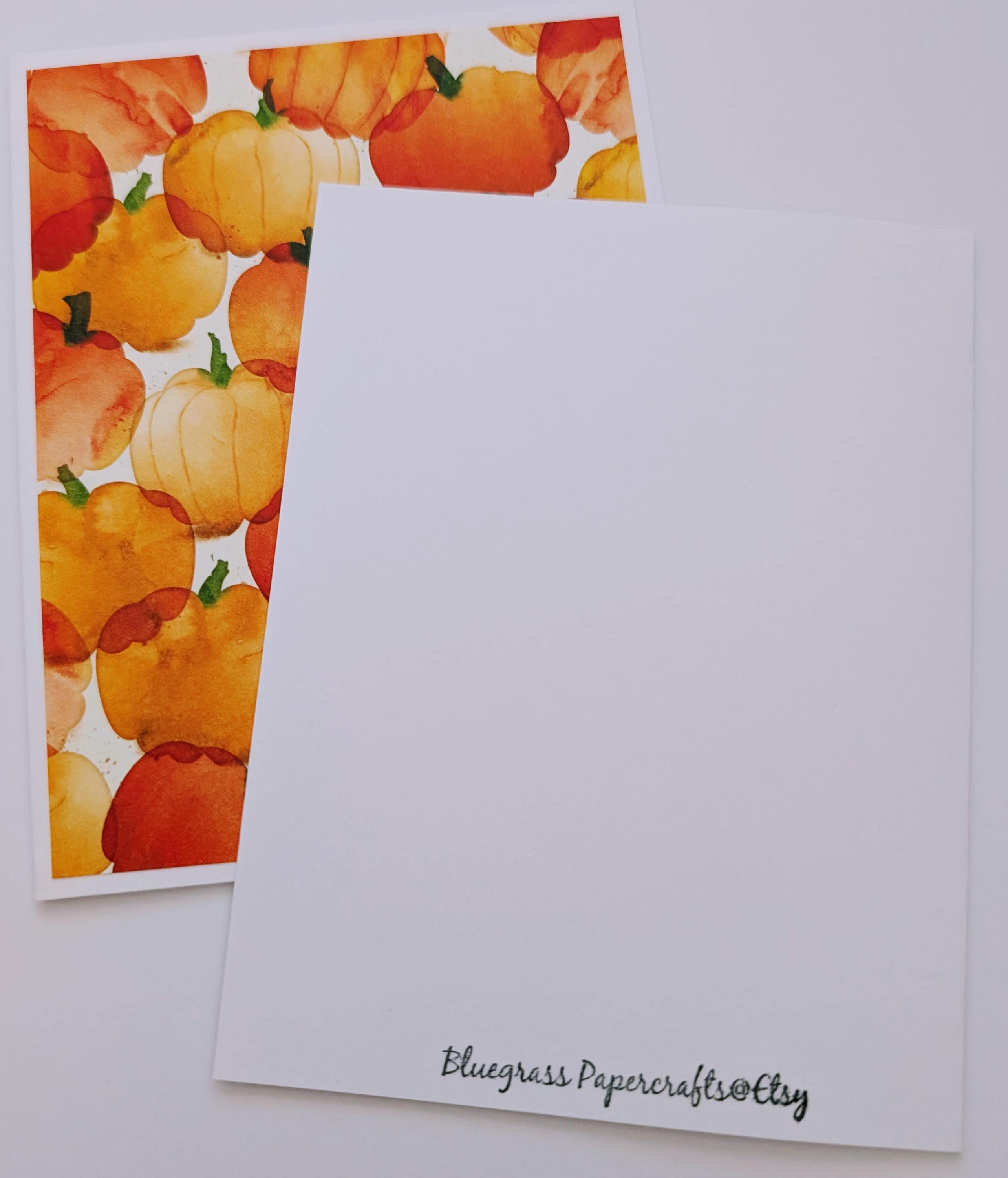 Handmade Set of 6 Watercolor Harvest Pumpkin Fall Halloween Notecards ...