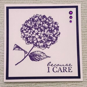 Handmade Set of 4 Blank Purple Hydrangea Floral Notecards With ...